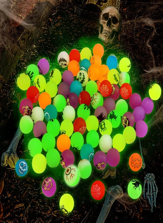 ZIRSENG 100 Piece Halloween Glow in The Dark Bouncing Balls, 10 H alloween Theme Designs for Halloween Party Favor Supplies, School Classroom Game Rewards, Trick or Treating Goodie Bags, Halloween Miniatures - Image 4